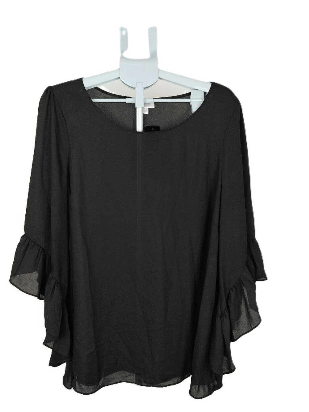 Avenue Ariyah Top Pullover Blouse Women's Size 18/20 Black Flared Ruffle Sleeves